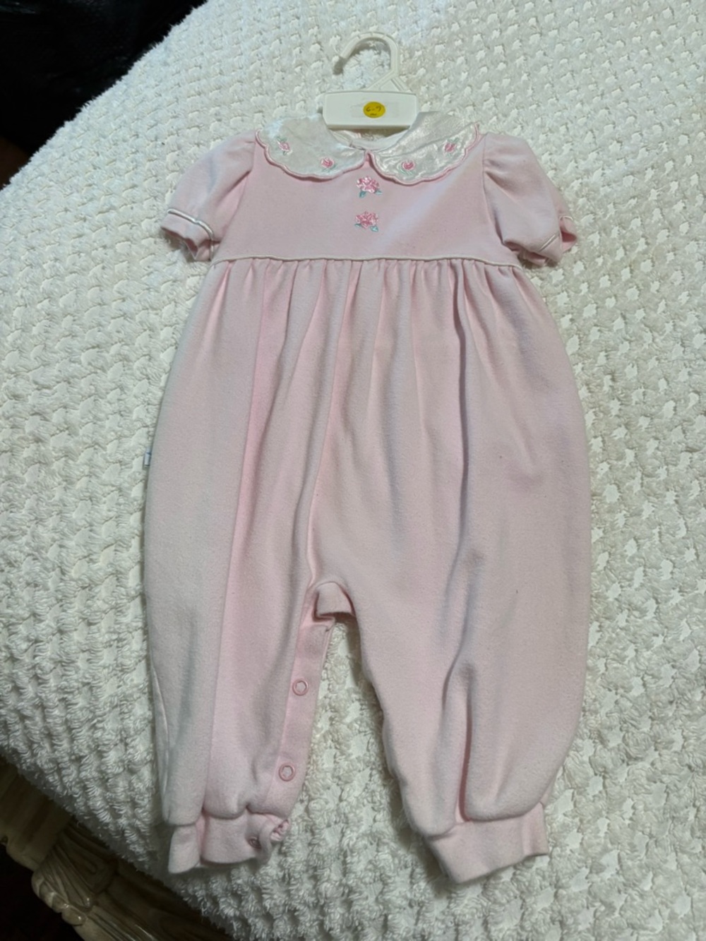 Vintage Classic Pink Baby One-Piece Romper with Peter Pan Collar